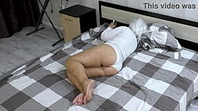 stepmom clenches her fat ass cheeks making anal fuck tough for stepson