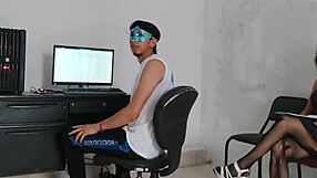 We seduce the HR director in his office to get hired! Sexy emo secretaries game?