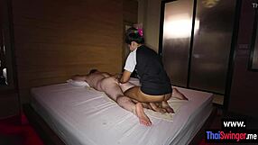 big tits asian teen massages then sucks oiled big cock