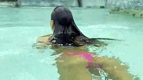 i can't stop staring at hot monika fox's big tits in that pink bikini by the pool