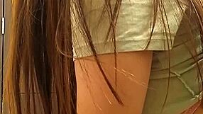 Hidden cam catches sexy Latina teen upskirt tits in bathroom