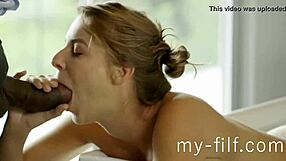 brunette's tight hole stretched by massive black cock thrusting