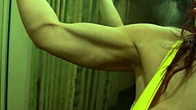 worship these muscular bodybuilder babe's bulging biceps in bikini