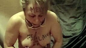 french slave maid bound bent over takes belt whips uro mouth gag and dildo pounding