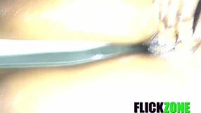 Ebony babe's slim oiled ass massaged deep then fucked hard