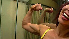 worship these muscular bodybuilder babe's bulging biceps in bikini