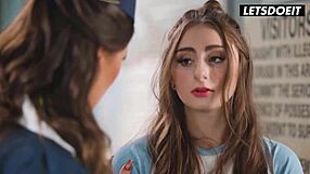 tsa agent punishes naughty teen stewardess with scissoring, face sitting and pussy licking orgasms