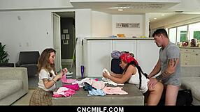 Busty Stepmom Milf Joins Teen Stepson and Friend for Hardcore Blowjob Cowgirl Doggystyle Group Sex Welcome