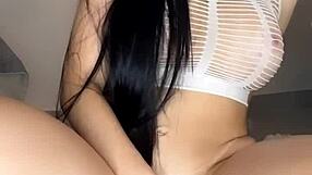 latina slut rams her fave dildo deep in pussy!