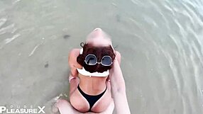 naughty latina biker babe bends over big ass on beach for monster cock doggystyle and cum on tits ride