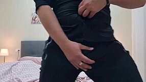 he pants and moans spurting cum and piss ripping sexy slips fast jerking huge cock dirty talk spitting