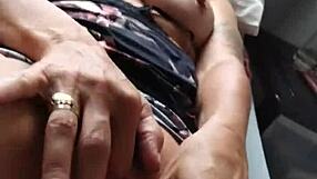 suggestive pink vibrator fucks her pussy and arse