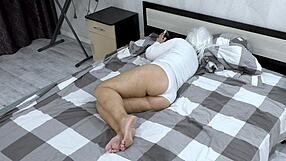 stepmom clenches her fat ass cheeks making anal fuck tough for stepson