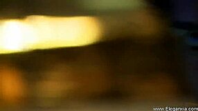 Brunette babe TEASES her natural tits and curves in erotic striptease dance