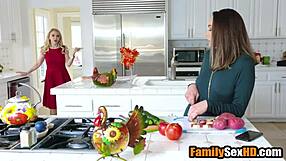 Thanksgiving orgy explodes with hardcore taboo group fucking everywhere!!