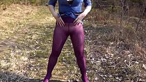 sexy milf frina pisses golden rain urine in car shower toilet nature squirt wet pussy