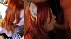 Cute Redhead Deepthroats Big Cock for Facial Cumshot