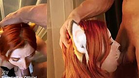 Cute Redhead Deepthroats Big Cock for Facial Cumshot