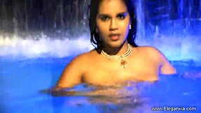 Brunette babe TEASES her natural tits and curves in erotic striptease dance