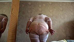 trying on new white panties mature bbw shakes big ass close up pawg tease