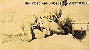 detailed antique retro scenes in vintage erotic artwork