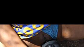 ebony babe relaxes solo on her date