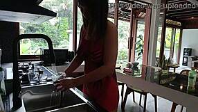 Hey amateur asian girlfriend shows homemade house cleaning tutorial steps