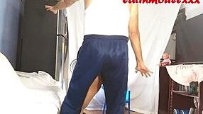 sexy big ass latina model dances in lingerie feeling photog's cock up close