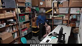 police catches shoplifting teen burglar punishes with bent over doggystyle garage fuck