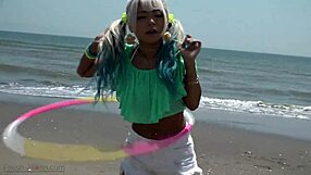 Japanese Girl's Deep Belly Button Close-Up Tease