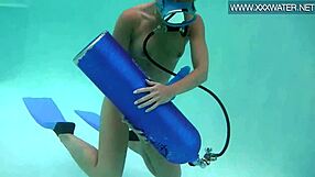 Minnie Manga Sucks Huge Dildo Deep Underwater in Bikini