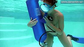 Minnie Manga Sucks Huge Dildo Deep Underwater in Bikini