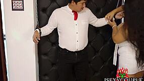 Hotel bellboy bdsm toys handcuff fucks curvy latina swallows cum