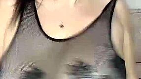 Mesh Stockings Hug Body During Huge Tits Fuck Above