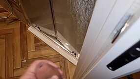 amateur handjob from her on my huge cock spraying tons of cum