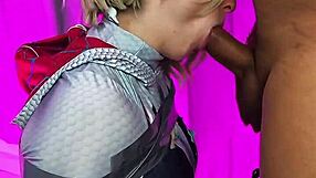 damn gwen stacy cosplay slut deepthroats huge cock begs cumshot facial swallow mouthful