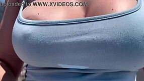 Walking braless outdoors my huge tits nipples hard af horny Italian milf vibes