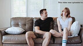 Tall lena anderson rides with her partner reverse style