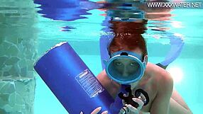 Minnie Manga Sucks Huge Dildo Deep Underwater in Bikini