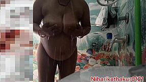 Bathroom Pussy Fuck Solo with Big Natural Tits Dripping Wet