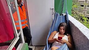 Uncle Nervously Deflowers Niece's Virginity On Hammock!