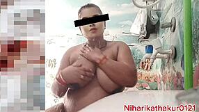 Bathroom Pussy Fuck Solo with Big Natural Tits Dripping Wet