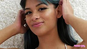 Petite teen's perfect body begs daddy's cum swallow!