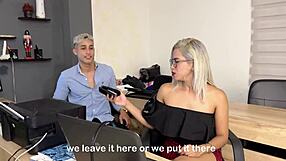 Teasing Secretary Milan Rodriguez Cums on Co-Worker's Glasses in Office