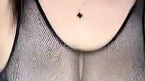 Mesh Stockings Hug Body During Huge Tits Fuck Above
