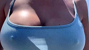 Walking braless outdoors my huge tits nipples hard af horny Italian milf vibes