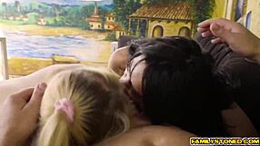 Riley Jean and Aria Banks Bend Over Bikini Clad for Big Cock Pussy Ramming Turns