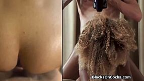whoa! ebony teen's tight pussy meets oiled big white cock in casting 😍💦