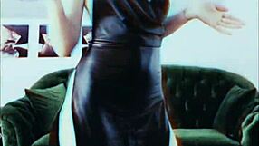 Clothed leather stockings tease webcam seduction