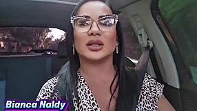 mama drive's brazilian milf pussy gets creampied after flashing big clit and sucking monster cock outdoor